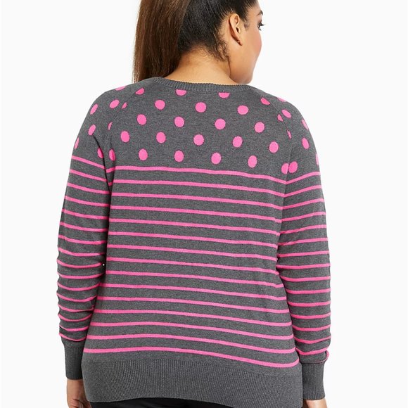 Torrid Sz 2 POLKA DOT STRIPED SWEATER - Picture 2 of 4
